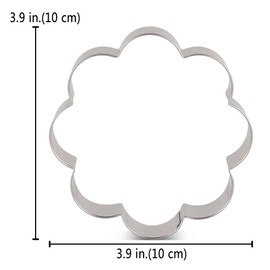 LILIAO Flower Cookie Cutter Scalloped Edge Sandwich Fondant Biscuit Cutter - 3.9 x 3.9 inch - Stainless Steel - by Janka