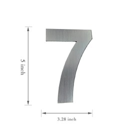 BetLight House Numbers-5 Inch High Self-adhesive Stainless Steel Modern Home Address Numbers or Mailbox, Door Numbers/Silver 7