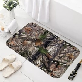 Sanzugh Camo Hunting Bath Mat Rug for Bathroom, Rustic Camouflage Camping Men Bathroom Floor Rugs Mats Non Slip Kitchen Indoor Fall Woodland Cabin Decor Decoration Accessories 17X29 Inches