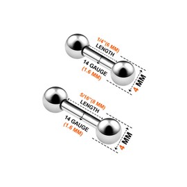 6 x Metal Stud Earrings Dumbbell Earrings Jewellery, Stainless Steel