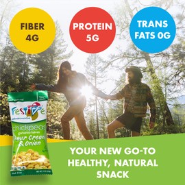 Feel Festive 12-Count Sour Cream & Onion Chickpea Garbanzo Beans - Crunchy Balanced Macro Nut Free Multipack Snacks - Non-GMO Vegan Soy-Free