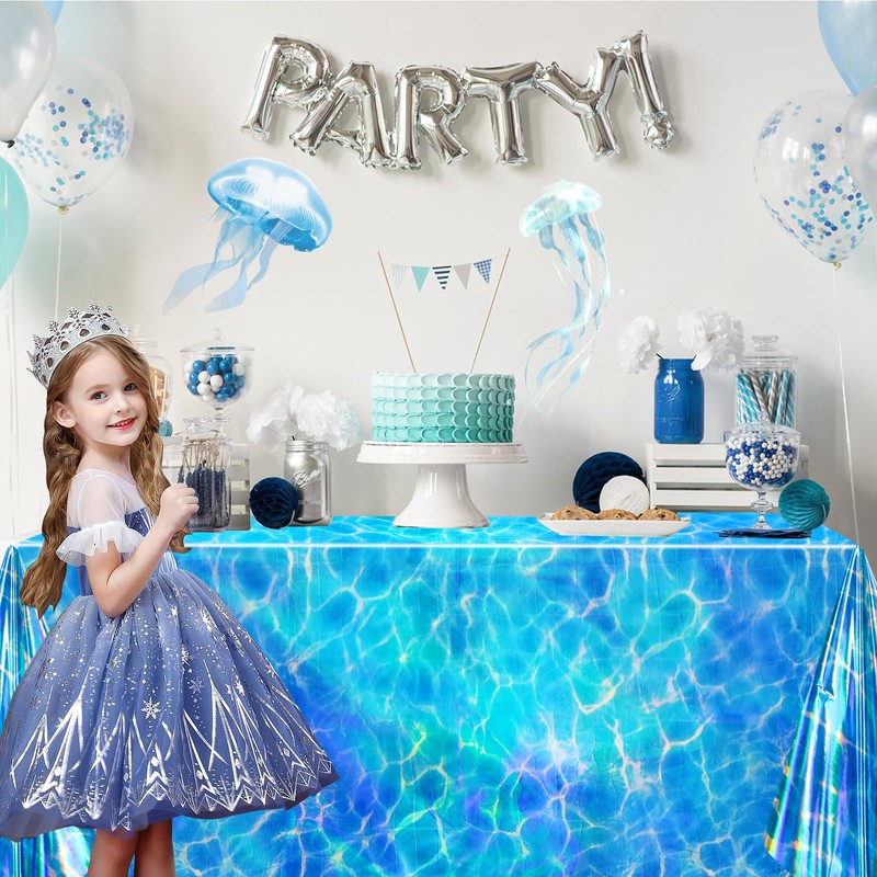 PHOGARY 2 Pcs Iridescent Ocean Wave Tablecloths, Sea Ocean Tablecloth