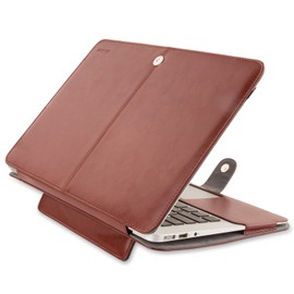 MOSISO Funda Protectora Compatible con MacBook Air 13 Pulgadas A1369/A1466 Versión Anterior 2010-2017,Premium PU Cuero Libro Folio con Funda Soporte Cubierta, Marrón