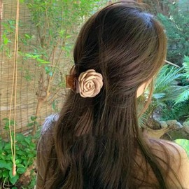 Flower Hair Claw Clips for Women Hair Clips Medium Cute Hair Clip for Thick Hair Beige Hair Claw Clip Beige Color (2pcs)