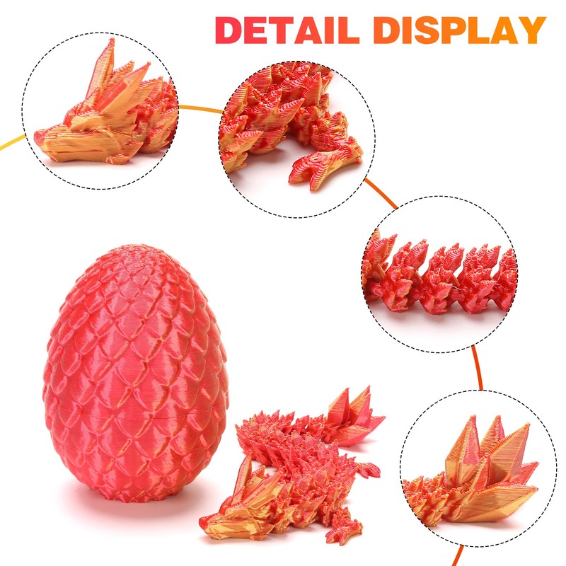 4PCS 3D Printed Dragon Eggs with Dragon Inside, Small Stocking