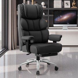 BestGlory - Silla de computadora de Oficina, Silla Grande y Alta de Piel para Juegos con reposapiés, sillas de computadora reclinables con Respaldo...