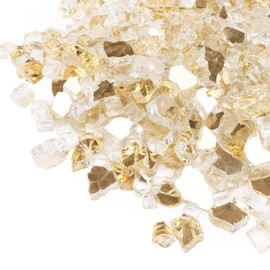 GASPRO 10 lbs Fire Glass for Propane Fire Pit, 1/2-Inch Glass Rocks for Fire Pit Table Fireplace, Gold