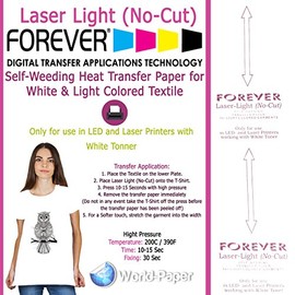 Self-Weeding Laser Heat Transfer Paper Forever Laser Light No-Cut Weedless (8.5" x 11", Silver (25 Sheets))