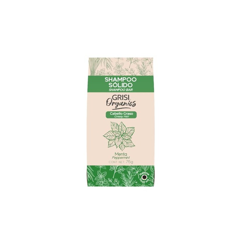 Shampoo Sólido con Menta para Cabello Graso, 75gr