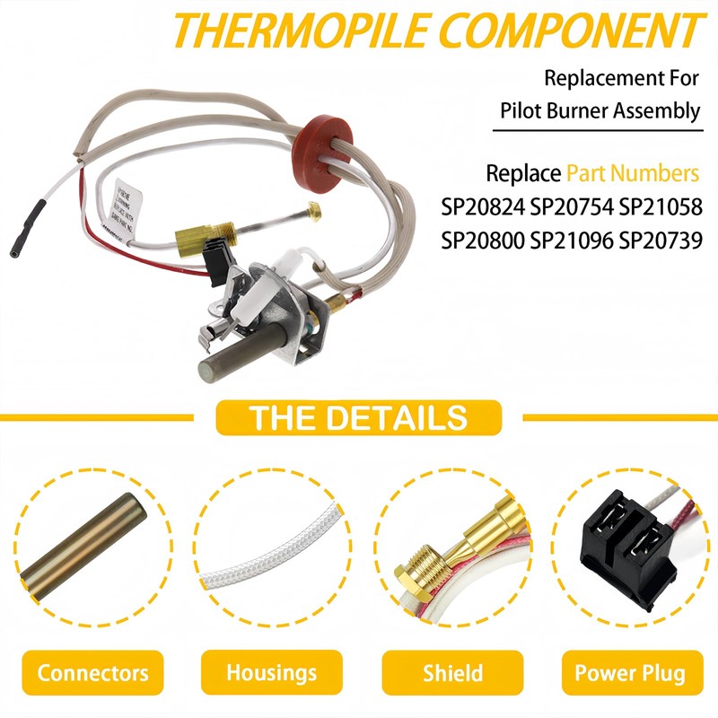 LP Thermopile Senor Component for Pilot Burner Assembly Replace SP20824,