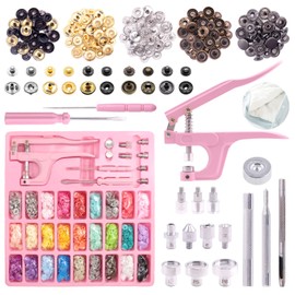 Keadic Snaps and Snap Pliers Set, 31 Colors 360 Sets T5 Plastic Buttons and 48 Sets Metal Leather Snaps, Pink Sewing Snap Pliers, Snap Fasteners Kit for DIY Projects, Sewing and Crafting