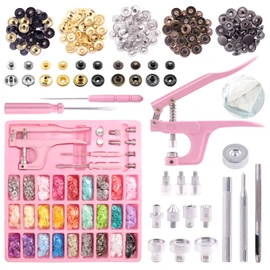 Keadic Snaps and Snap Pliers Set, 31 Colors 360 Sets T5 Plastic Buttons and 48 Sets Metal Leather Snaps, Pink Sewing Snap Pliers, Snap Fasteners Kit for DIY Projects, Sewing and Crafting