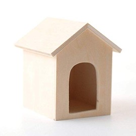 Melody Jane Dollhouse Untreated Wood Dog Kennel Miniature Unfinished Pet Garden Accessories 1:12