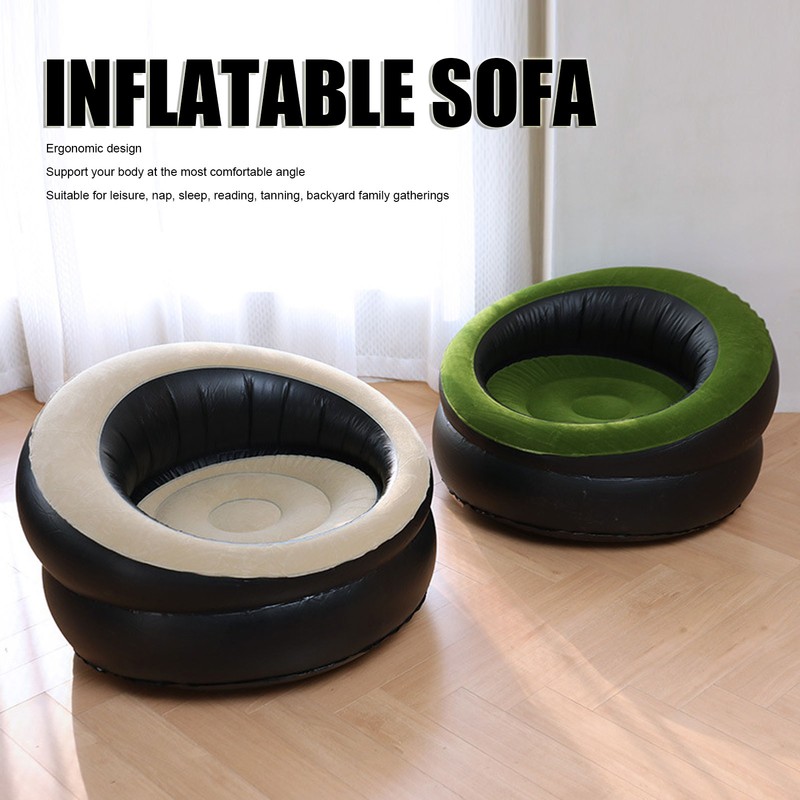 Inflatable Couch PVC Flocking Portable Ergonomic Blow Up Sofa Chair