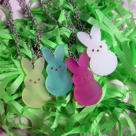 It's Just So You Big Easter Bunny Peeps Pendant Necklace, Pick Your Color, Cute Easter Candy Jewelry