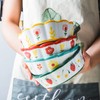 GinkgoHome Hand Painted Flower Pattern Ceramic Bowl Wavy Edge 6-8