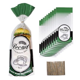 Lesibag - Plastic Bread Bags with Twist Ties, 100 Packs Clear Bread Bags for Homemade Mini Loaf/Donut/Muffin/Bagel - 18 * 8 * 3 inch (Green)