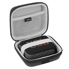 Geekria Shield Speaker Case Compatible with JBL Go 4/3/3 Eco Cover, Replacement Hard Shell Portable Speaker Protective Carrying Bag with Cable Storage, Keychain Carabiner (Dark Grey)