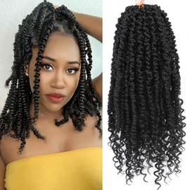 BEFUNNY Pasión Trenza Cabello De Crochet, Cabello Precerrado Pasión Trenza De 10 Pulgadas, 9 Paquetes De Pelo De Ganchillo Suave Pre Bucle Para Mujer，Trenzas De Ganchillo Corto Rizado (10") 2#