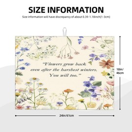 Inspirational Flower Language Dish Drying Mat 18x24 Inch, Microfiber Absorbent Fast Dry Mat Daisy Floral Large Dish Mat Drying Kitchen Mat, Kitchen Drying Pad for Kitchen Counter Decor