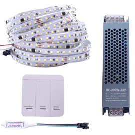TOPXCDZ WS2811 2835SMD 24V DC Running Water LED Strip Flowing Light Wireless Controller Flexible Lamp Ribbon 120Leds/M IP30 10M (Natural White)