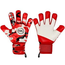GK Saver football goalkeeper gloves Camo Red professional goalie gloves removable finger save size 4 to 7 (CAMO Red NF 7)