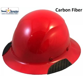 Lift Safety DAX Actual Carbon Fiber Full Brim Lift Safety Hard Hat - Red - No Protective Edge
