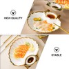 DOITOOL 3PCS Ceramic Sushi Plate with Sauce Compartment, Seashell Shaped