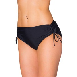 Aquarti Women's Bikini Bottom with Side Drawstrings, Black, 18