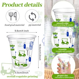 Qinyoung 100 Pcs Masters Golf Ball Party Supplies Bulk Clear Plastic Cups 12oz Disposable Let's Par-tee for Home Sports Golf Themed Birthday Bachelor Party Supplies Favors (Blue)