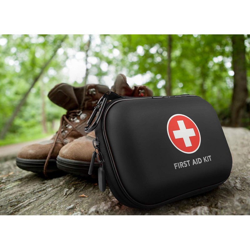 Mini First Aid Kit, 100 Pieces Water-Resistant Hard Shell Small
