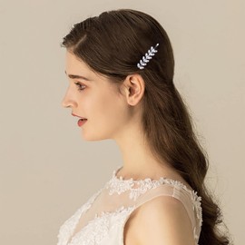 Andelaisi Vintage Rhinestone Hair Clip Silver Crystal Wedding Hair Barrettes Vintage Crystal Leaf Hairpin Barrette Bling Cz Hair Pins Hairclip Decorative Bobby Pins Crystal Wedding Headpieces