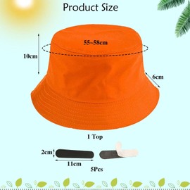 CHSZSH 1 x Men's Sun Hat, 5 Hat Stickers, Travel Sun Hat, Camping Bucket Hat, Summer Sun Hat, Orange colour.