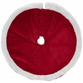 Mini Christmas Tree Skirts for Table Top and Miniature Trees (18in Red w White Trim)