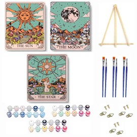 4 Pack Paint by Numbers Kit for Adults Framed Canvas - with Wooden Easel,Paint by Numbers for Kids Ages 8-12,Van Gogh's Starry Black Cat DIY Acrylic Landscape Oil Painting Arts Crafts 7.8x11.8inch