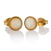 White Opal Stud Earrings 8mm Gold Filled Dainty Earrings