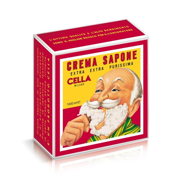 CELLA Shaving cream Soap - XL GIANT Size - One Kilo Box 1000GR - almond shave creme - Fills cella container 12 times !!