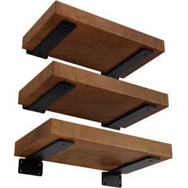 LEOPO 10 inch Floating Shelf Bracket, 1/4” Thick Heavy Duty Rustic Industrial Shelf Bracket, Floating Hidden Metal Shelf Bracket, 6 Pack
