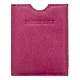 Prime Hide RFID Blocking Soft Leather Passport Holder Slip in Cover (Berry)