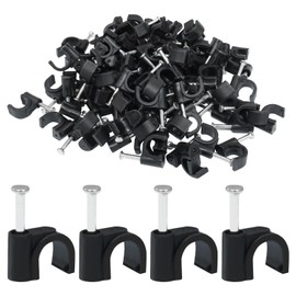 Dijedev 200Pcs Nail in Cable Clips, 7mm Cable Wire Clips, Black Coaxial Nail Clamps, Cable Nails for Wall, Cords Cable Management