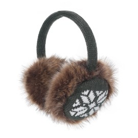 ZLYC Women Fashion Print Faux Fur Ear Warmers Winter Outdoor Earmuffs (Snowflake Green),One Size