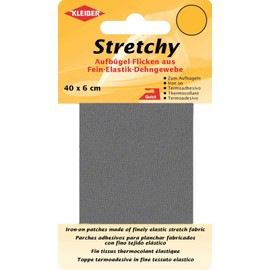 Kleiber + Co.GmbH Stretchy Aufbügel-Flicken, 100% Polyester, grau, 40 x 6 x 0,05 cm, 2