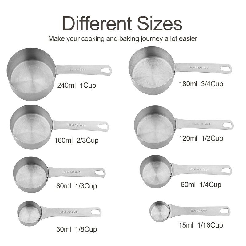 Smithcraft Measuring Cups and Spoons Set, 18/8 Stainless Steel Measuring