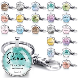 Quelay 20 Pcs Spanish Christian Keychains Bible Verse Inspirational Keychains Scripture Key Chains Spanish Christian Religious Gifts for Women Men