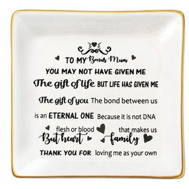 JoycuFF Bonus Mom Gifts from Daughter Trinket Dish Tray Unique Gifts for Bonus Mom Birthday Mother's Day Thanksgiving Day Christmas To My Bonus Mom