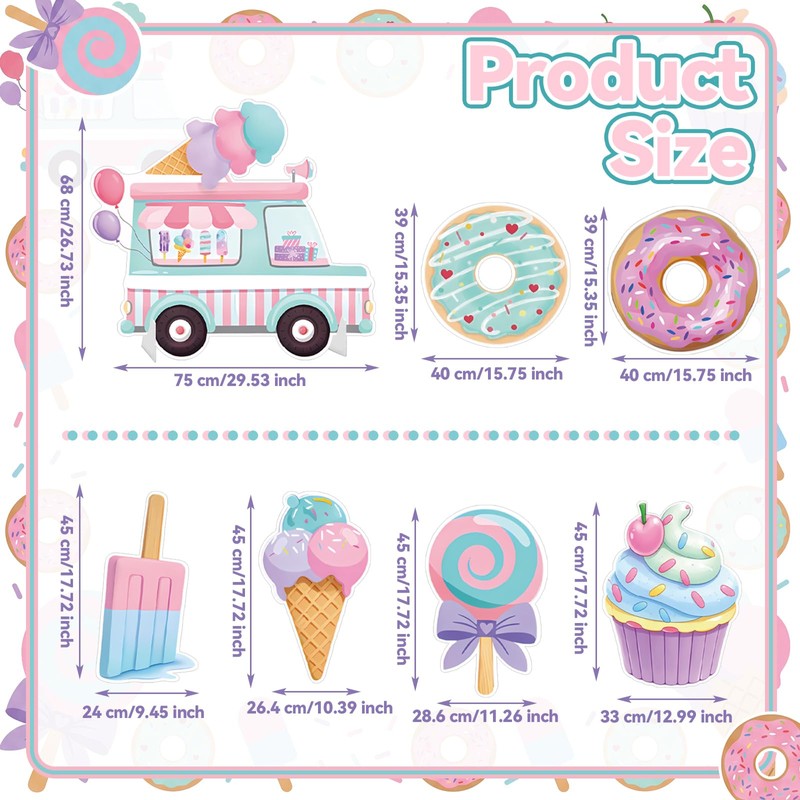 Fiwochic 7 Pcs Large Candyland Party Decorations with Stands, Dessert