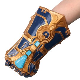 HOTTERCOS Vi Gauntlet LED Light Up Latex Glove Blue Hand Movable Fingers Movie Cosplay Costume Props Halloween (Large)