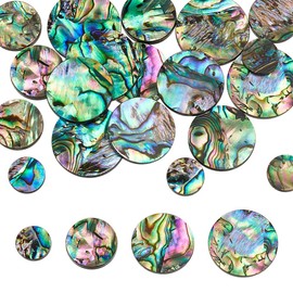 WADORN 4 Sizes Abalone Shell Beads, 20 Pieces 10/14/18/20 mm Natural Abalone Beads Without Hole Round Loose Beads Without Hole Colourful Paua Stone Shell Cabochons for Jewellery Making