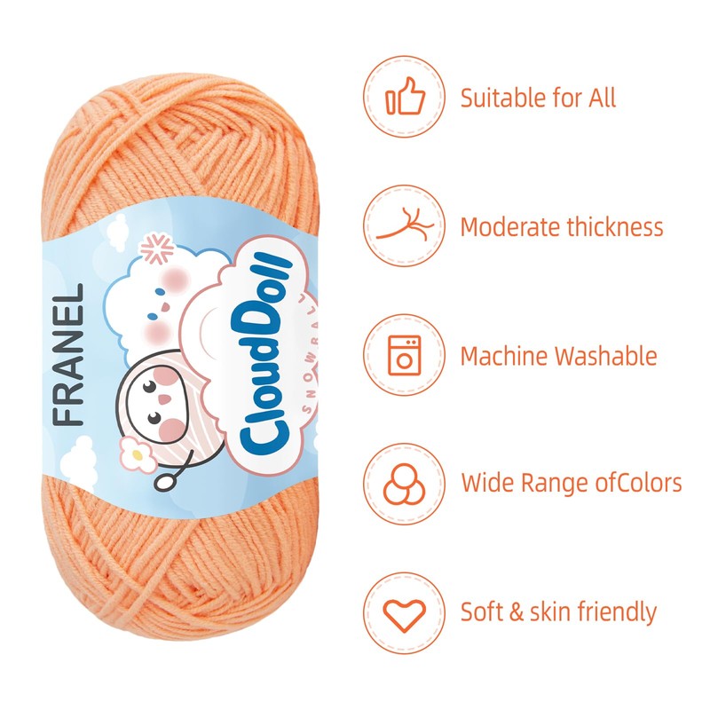 Franel 4-Ply Cotton Blend Yarn, 6×40g 839yds, Crochet & Knit