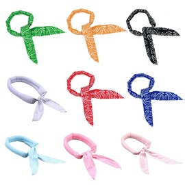 WBTY Cooling Scarf, 9 Pieces Summer Wrap Soaked Tie Around Neck Ice Reusable Cool Scarf Headband Bandana Ice Scarf Collar Neck Gym Camping Running